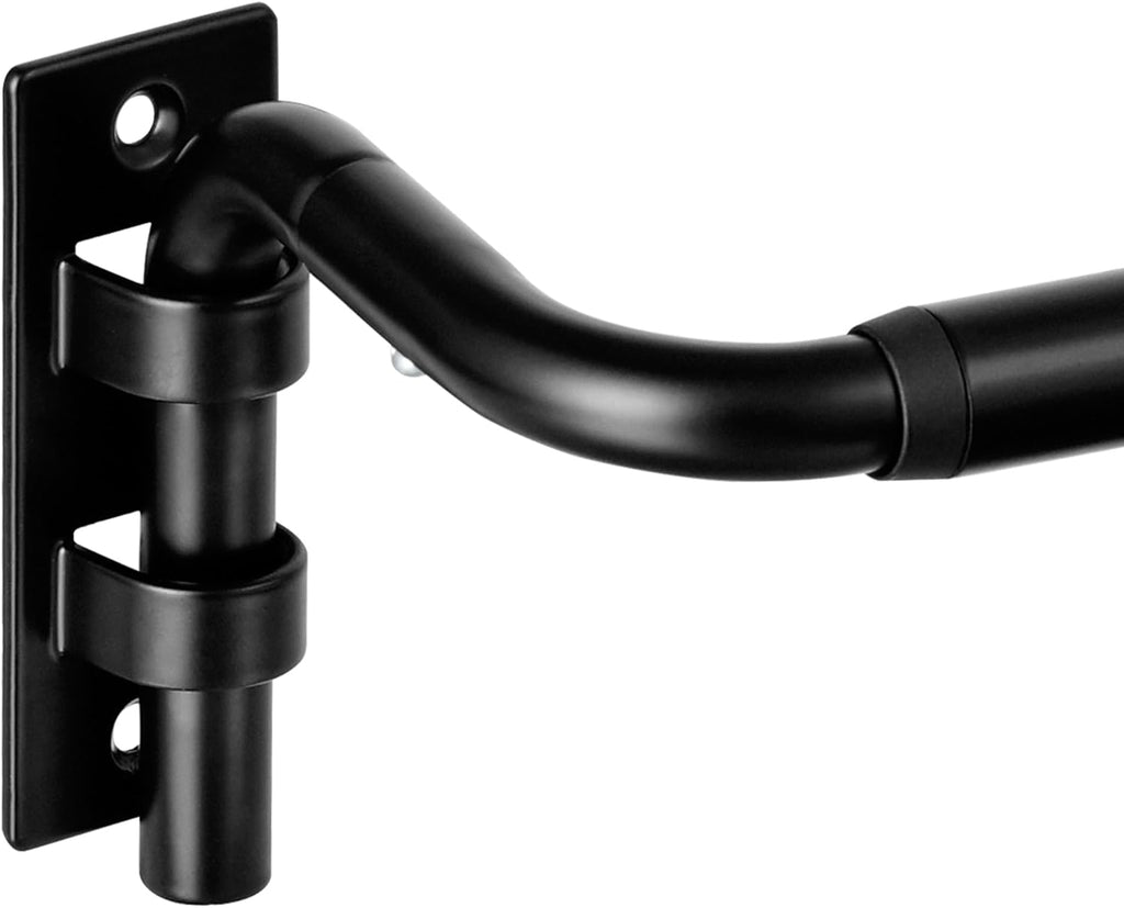 Blackout Curtain rod for windows 48 to 84, Wrap Around Curtain Rods, Adjustable from, Matte Black
