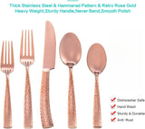 Silverware Rose Gold Hammered Heavy Flatware Set Cutlery Set Stainless Steel Mirror Finished Utensil 20 Pieces Spoons