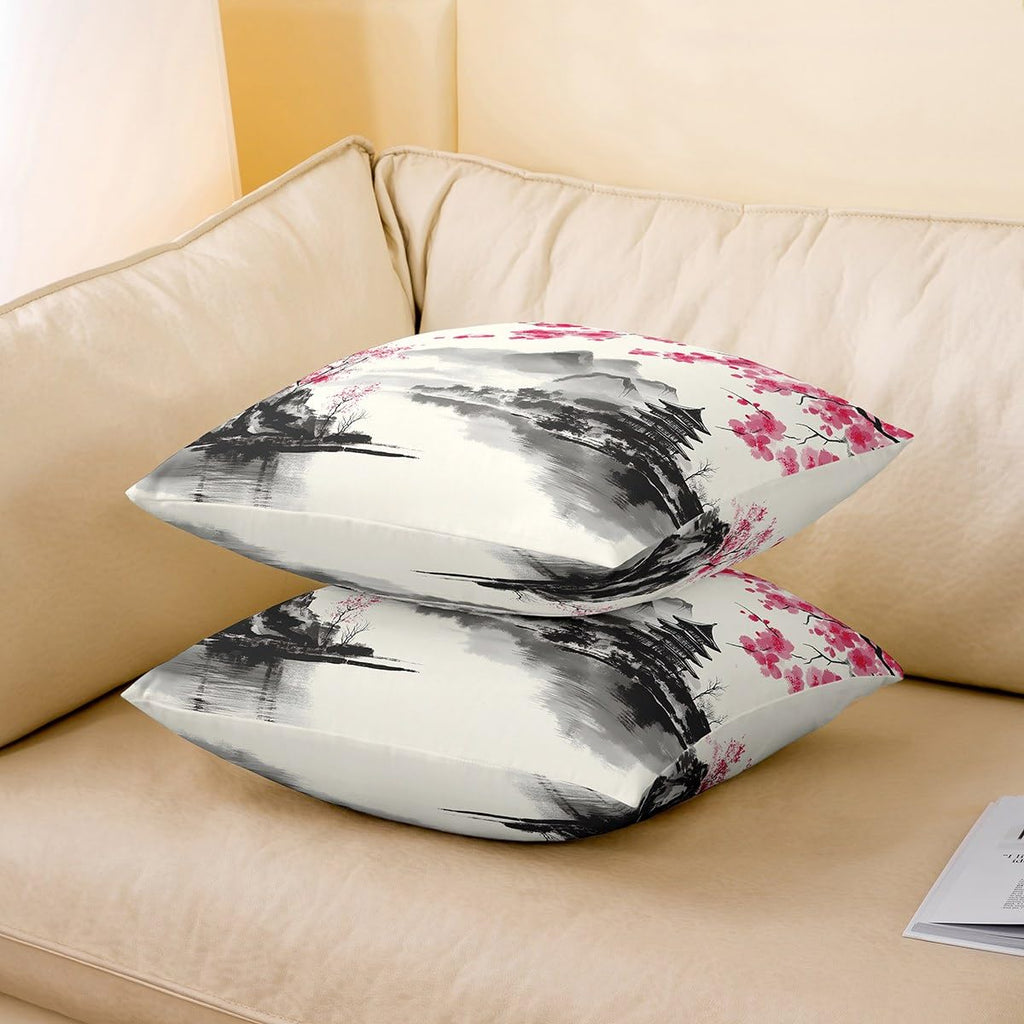 Japanese Style Throw Pillow Covers Reversible Decorative