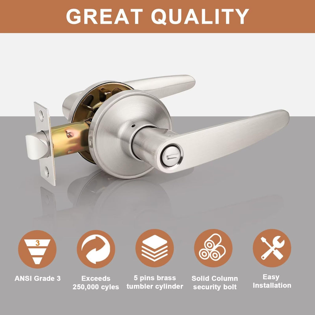 10 Pack)Privacy Door Lever Door Handle Keyless Leverset, Locked in Side Home/Office Door Lockset,Modern&Durable in