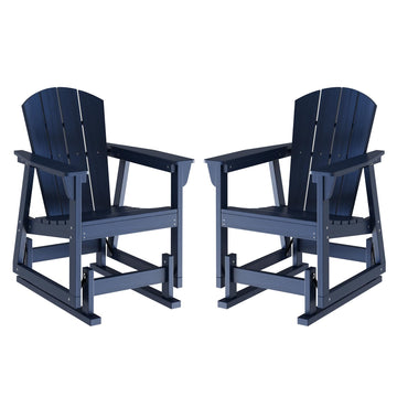 2-Piece Outdoor Rocking Bistro Set, HDPE Rocking Chairs Set of 2 for Garden, Balcony, Backyard, Poolside (Blue)