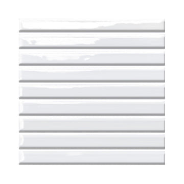 Ice White 6x6 Glossy Porcelain KitKat 3D Ribbed Wall Tile, Modern Nordic Textured Decorative Tile Backsplash