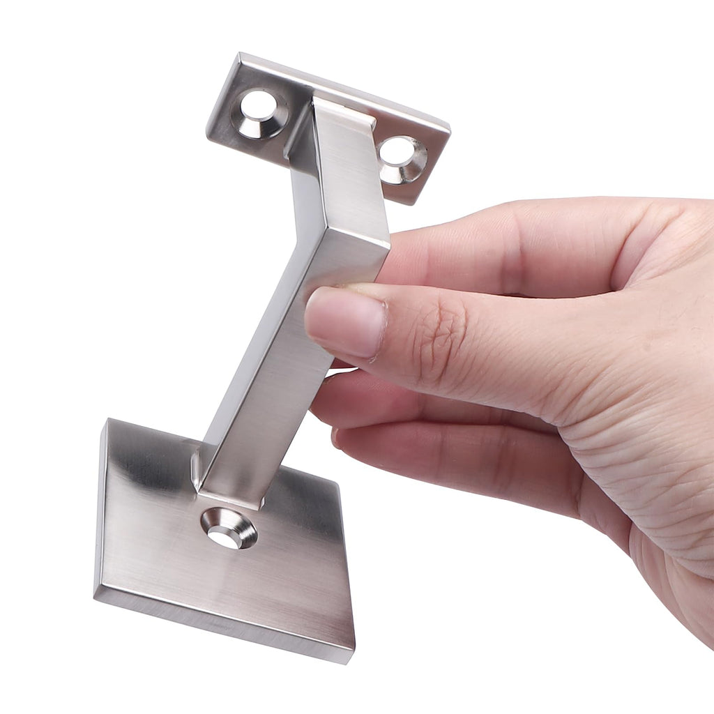 Handrail Bracket 6 Pack, Heavy Duty Staircase Hand Rail Support, Zinc Alloy Satin Nickel Stair Railing Bracket for