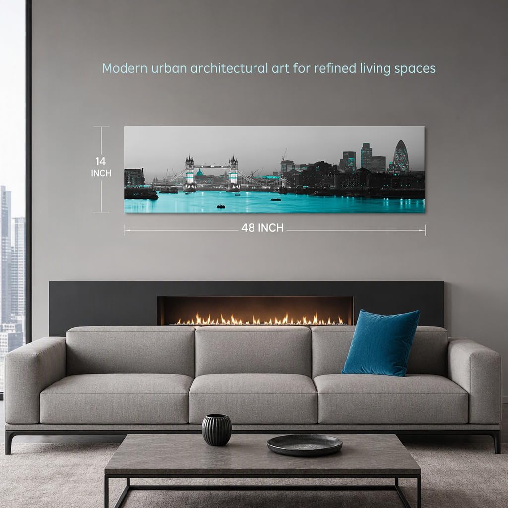 London Tower Bridge Skyline Canvas Wall Panoramic Cityscape 14x48in