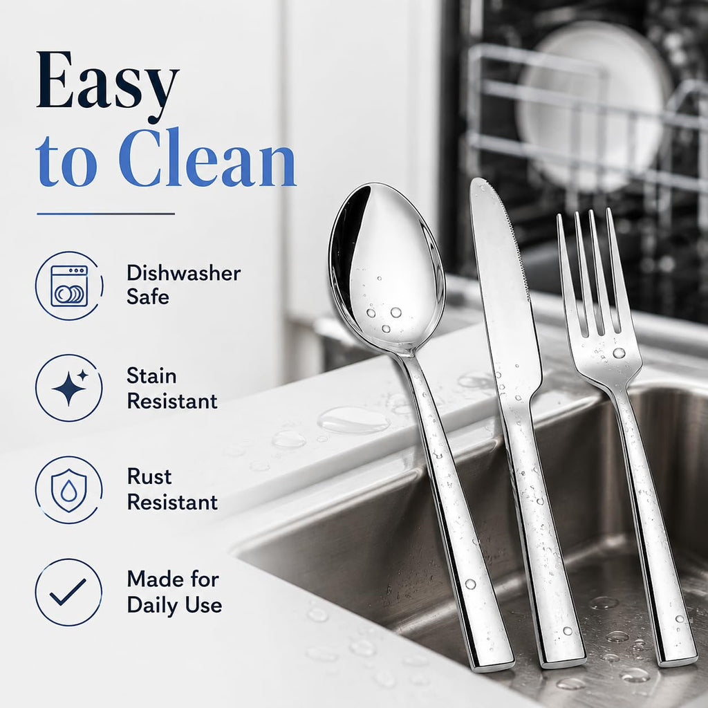 12-Piece Stainless Steel Silverware Set for 4, Mirror Polished Flatware Set Includes 4 Dinner Knives, 4 Dinner Forks