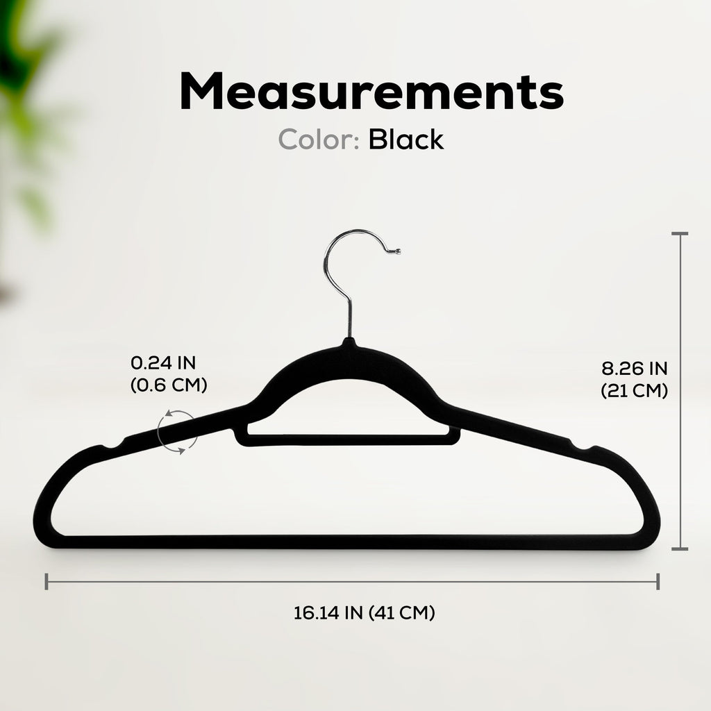Velvet Hangers 100 Pack - Premium Hangers with Tie Bar - Black
