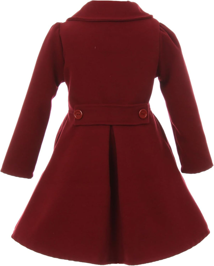 Girls Dress Coat Long Sleeve Button Pocket Long Winter Coat Outerwear