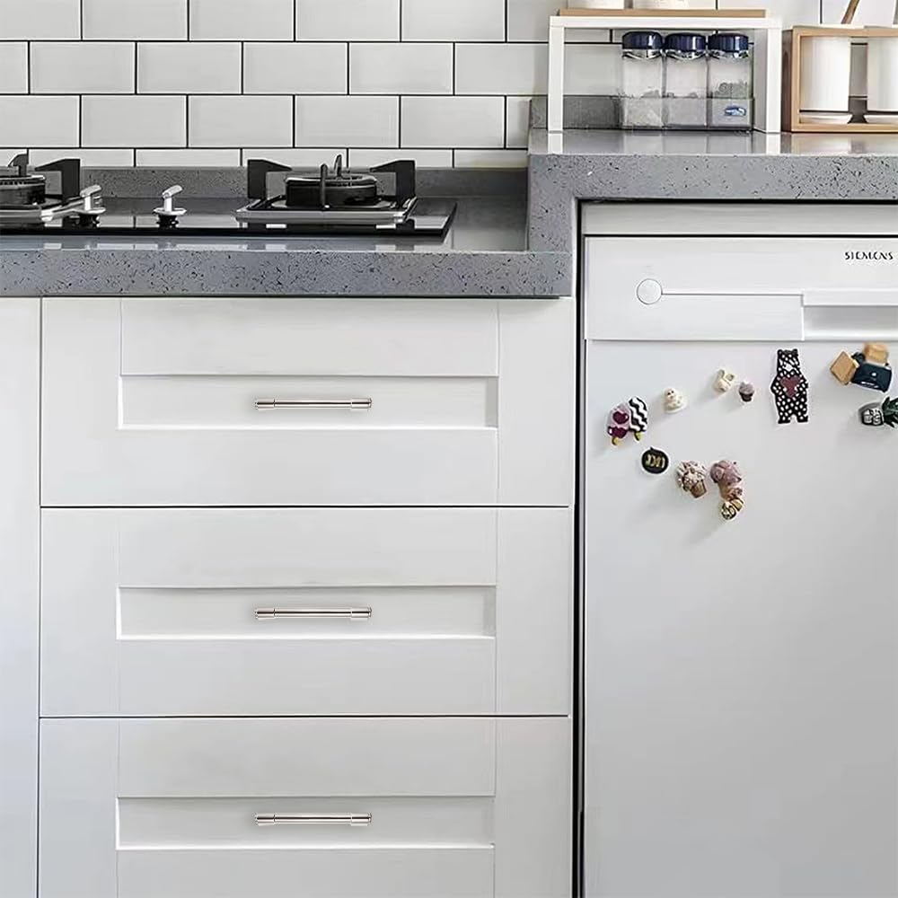Solid Heavy Duty Jasper Cabinets Pulls 10 Pack Polished Nickel 5 inch Hole Centers Cupboards Handles Modern Kitchen