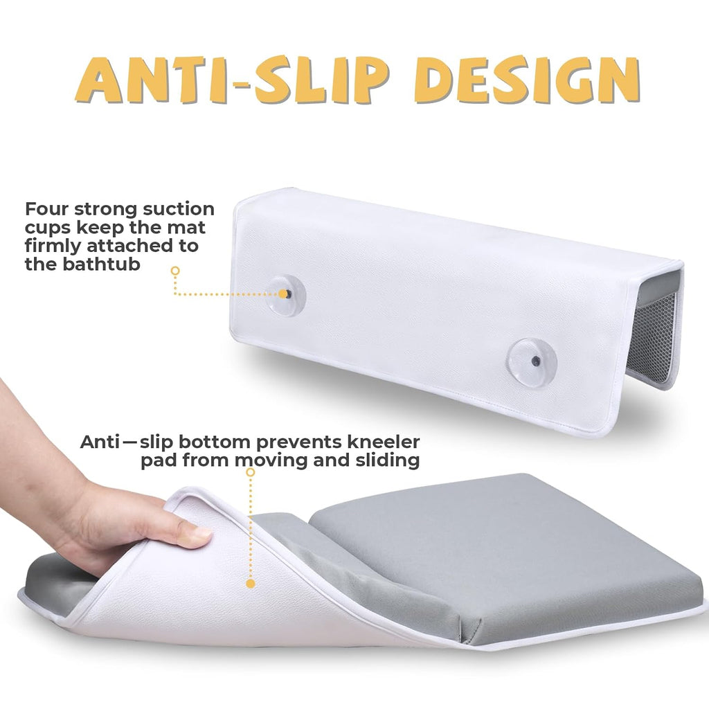 Bath Kneeler and Elbow Rest Pad Set, Quick Dry Baby Bath Kneeling Pad Thick Soft Non-Slip Baby Bathtub Mat for Baby