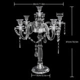 Acrylic Candelabra Centerpieces for Tables, 18.5in Tall 5 Arm Acrylic Candle Holder for Taper LED Candles, Clear