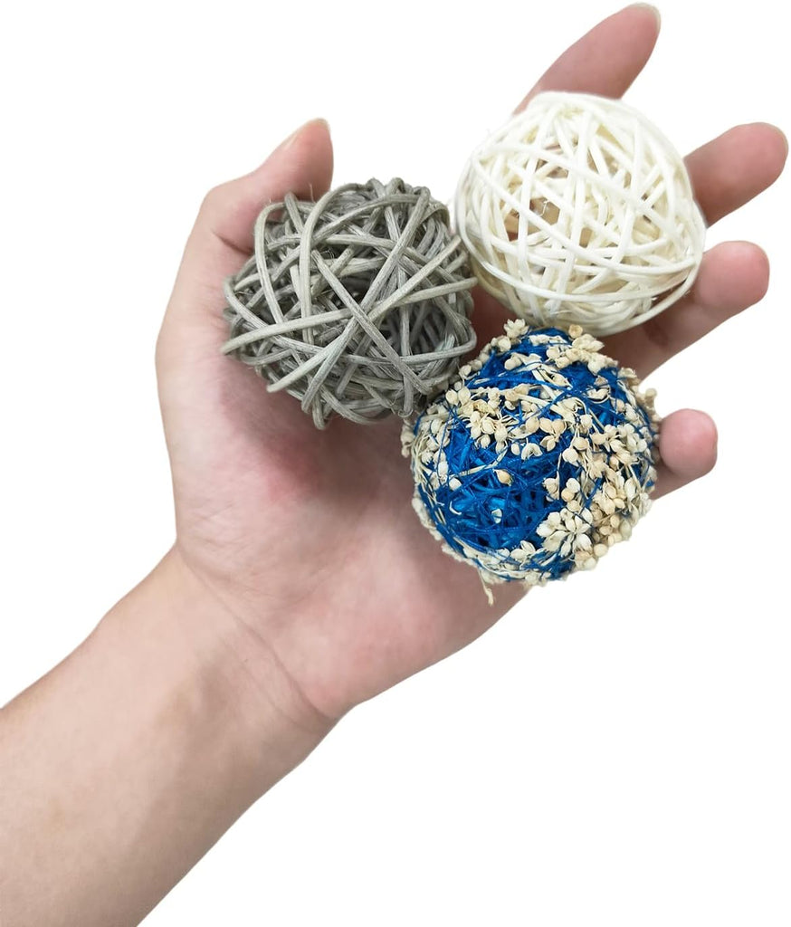 2 in Wicker Rattan Balls and Faux Moss Decorative Balls for Vase Centerpiece Bowls Orbs Filler Decor(Blue - Set of 15