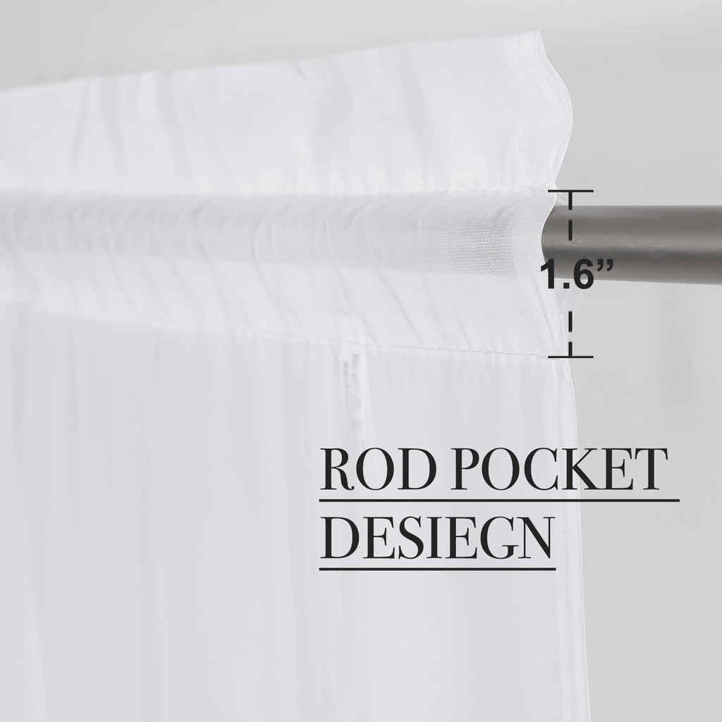 Extra Wide White Voile Sheer Curtain for Sliding Glass Door, Rod Pocket Soft & Elegant Curtain Drape Room Divider