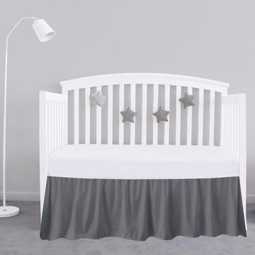 Dark Grey Crib Bed Skirt 14" Drop, Fits 28" x 52", Dust Ruffle