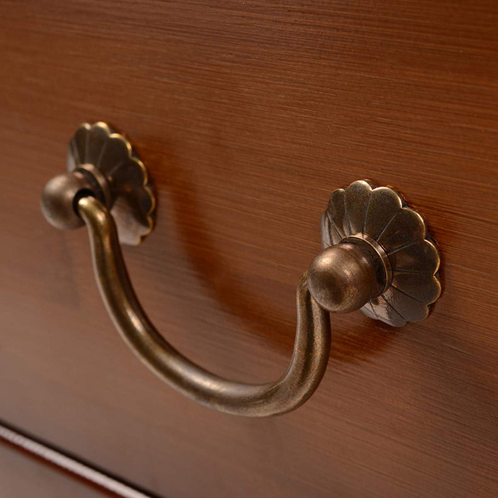 10 Pack Traditional Bail Cabinet Hardware Handle Pull Antique Brass Drawer Pull, 3-11/20 Inch Hole Centers (90mm)