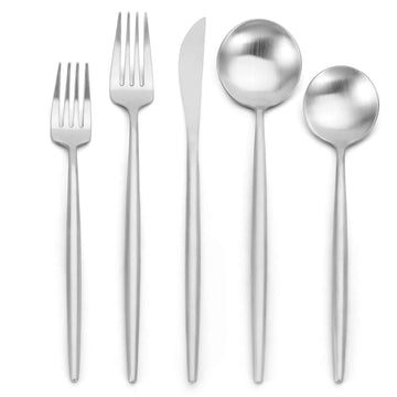 Matte Silverware Set for 8, 40pcs Satin Finish Kitchen Utensil Set