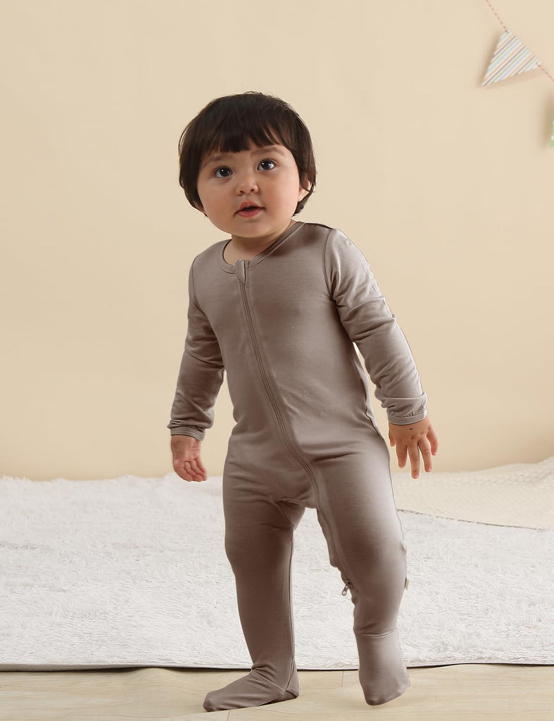 Baby Boy Footies Pajamas, Bamboo Rayon Romper Long Sleeve Sleepers