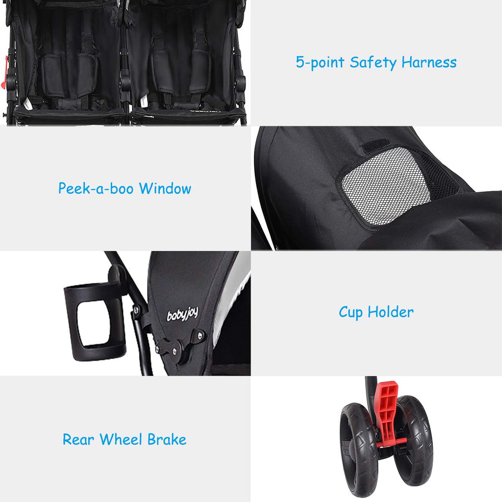 Lightweight Umbrella Stroller, Easy Fold Baby Stroller with 5-Point Safety Harness, Adjustable Backrest & Quick Lock