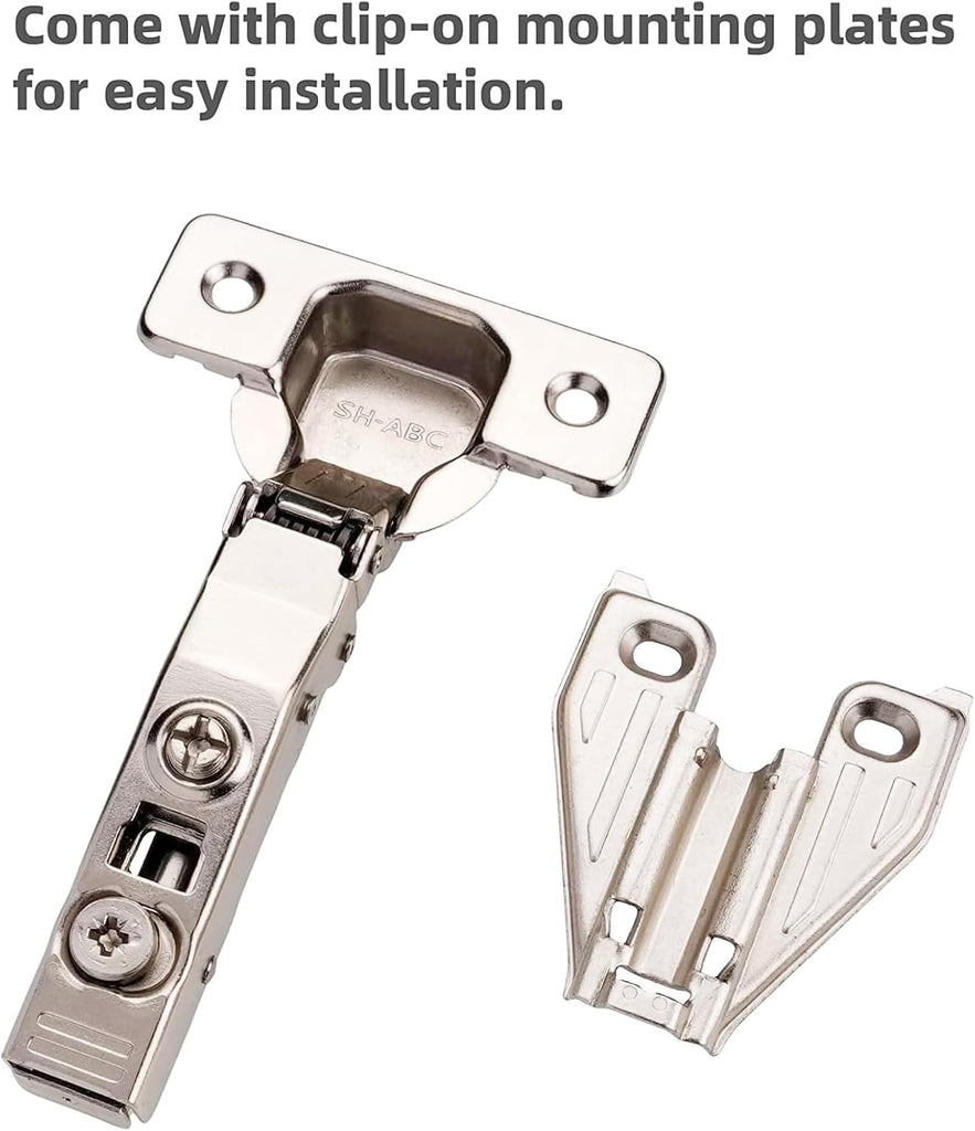 (50 PCS) Full Overlay Soft Close Cabinet Hinges Cabinets - 105° Face Frame Concealed Cabinet Door Hinge -3 Way