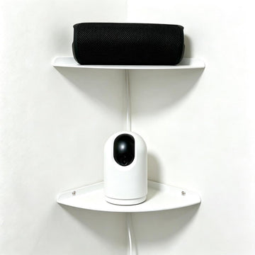 Small Tiny Metal Floating Corner Shelves, 7 x 7 x 0.6 Inches, 2pcs, White