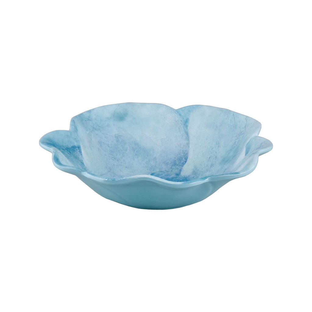 12 Piece Campanula Melamine Dinnerware Sets, Outdoor Dishes Set, Plates and Bowls Sets, Service for 4, Sky Blue