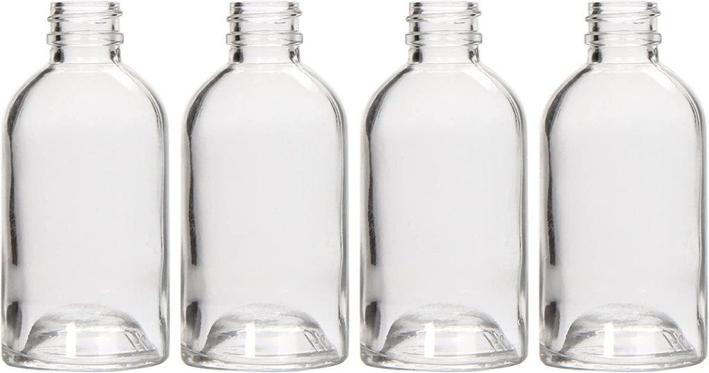 Set of 4 Glass Diffuser Bottles 85ml Boston Round Empty Aromatherapy Vessels with 100 Rattan Reed Sticks 8.75" Bulk