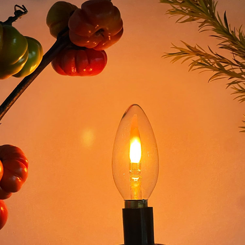 E12 Flickering Flame Light Bulbs, B11 LED Flicker Candelabra Flame Effect Light Bulb for Decoration, Clear Glass CA11