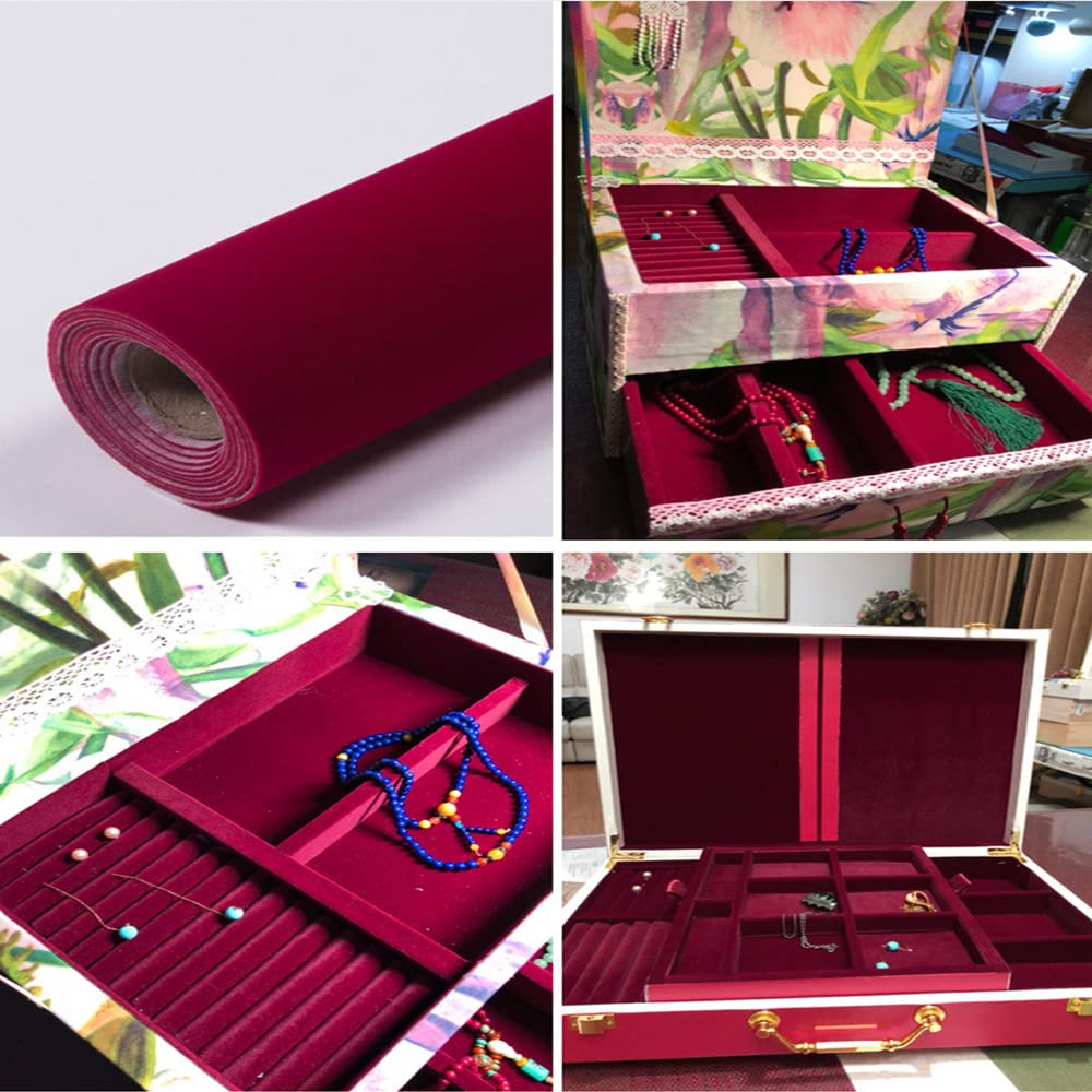 Self Adhesive Velvet Fabric StickyFelt Sheets, Jewelry, Drawer Liners Craft Fabric Peel and Stick Paper 17.78 x