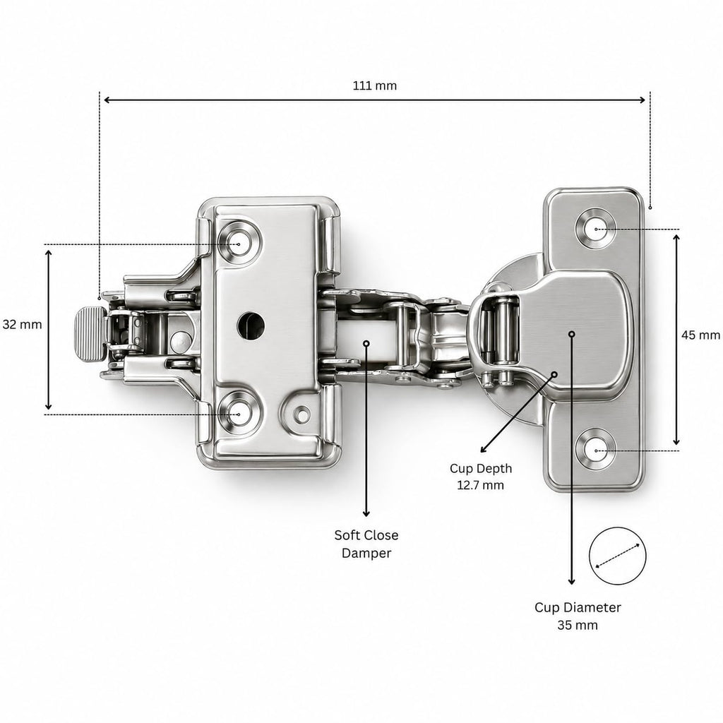 2-Pack Inset Soft Close Frameless Hinges, 110 Degree 6-Ways 3-Cam Adjustment Concealed Kitchen Cabinet Hinges