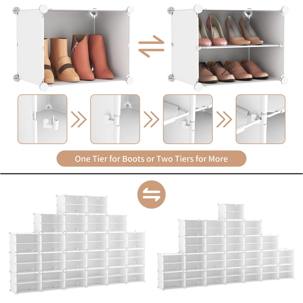 Shoe Storage Cabinet, 12-Tier Shoe Organizer 96 Pairs Extra Large Plastic Shoe Rack with Covers Portable Shoe Rack