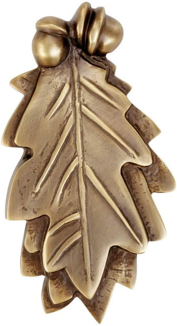 Oak Leaf Door Knocker Solid Brass Antique Finish 6 Inch Classic Entry Door Hardware