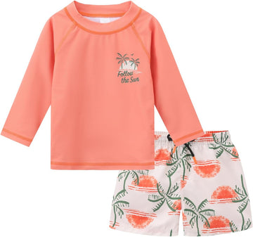 Baby Boys Two Piece Rash Guard Swimsuits Sets Kids Sunsuit Swimwear Sets