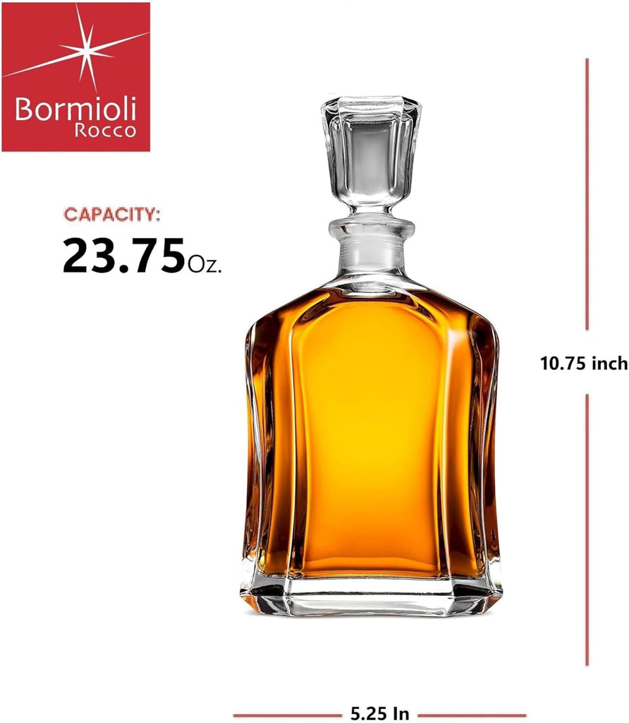 Capitol Glass Decanter with Airtight Geometric Stopper - 23.75 oz Whiskey Decanter for Wine, Bourbon, Brandy, Liquor