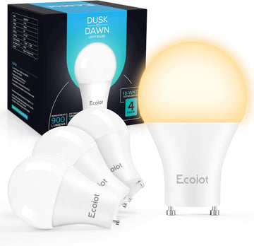 GU24 Dusk to Dawn Outdoor Light Bulbs,Light Sensor A19 LED Bulbs,Photocell Sensor, Automatic On/Off