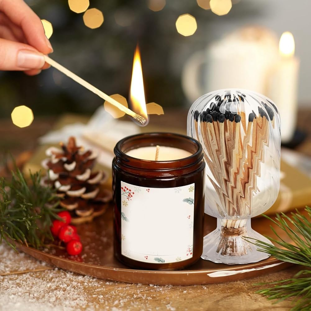 2 Set Helix Shaped Match Holder, Glass Matches Cloche for 4 Inch, Upside Down Match Holder Jar, Not Include Matches