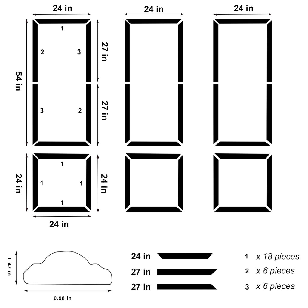 Peel and Stick Wall Molding Kit,Pre-Cut Bead Wainscoting Panel,24x54in