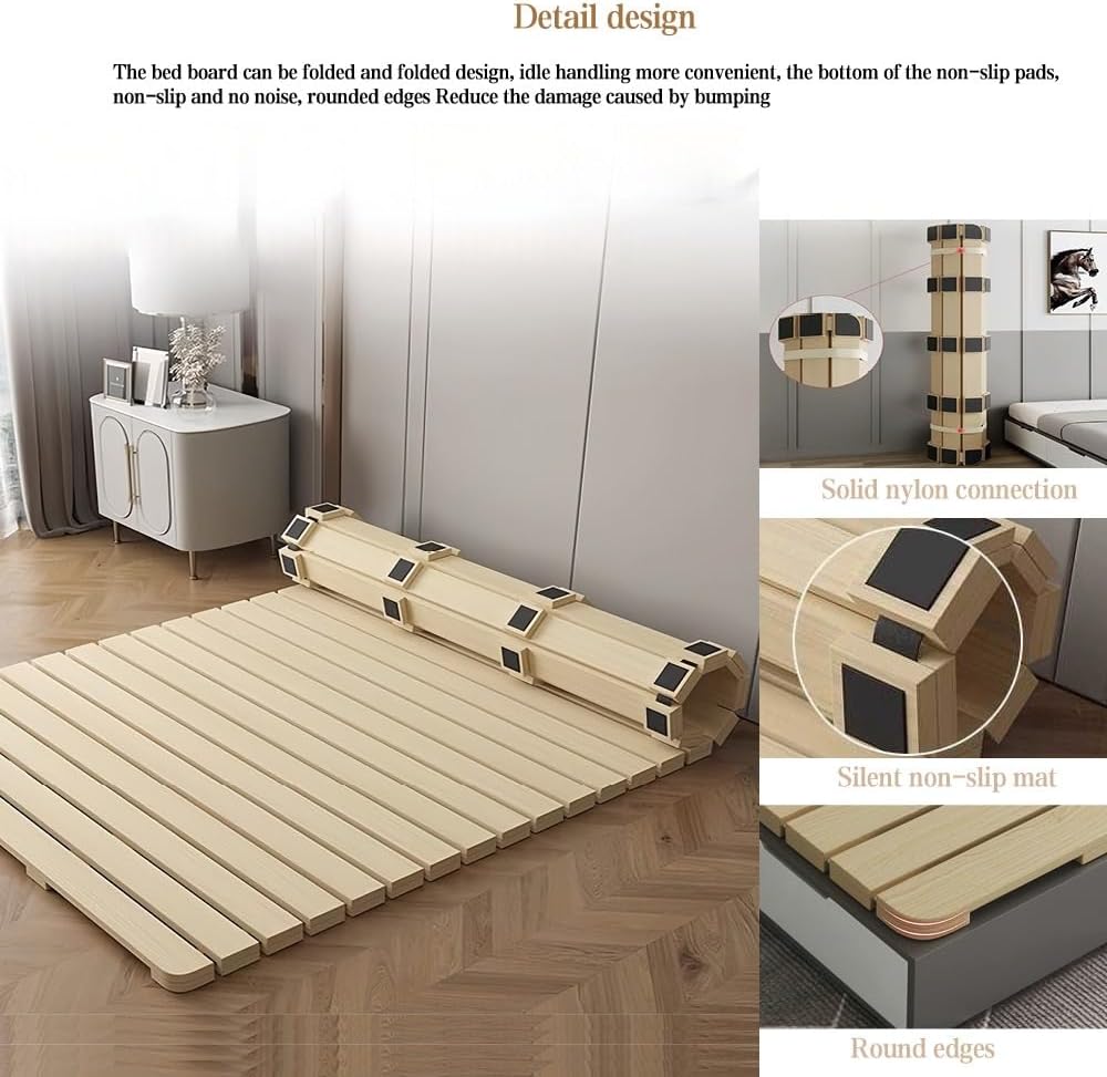 Foldable Roll-Solid Wood Bed Frame, Breathable Bed Plate, Pallet Bed Frame, Floor Bed Frame, Folding Ranked Skeleton