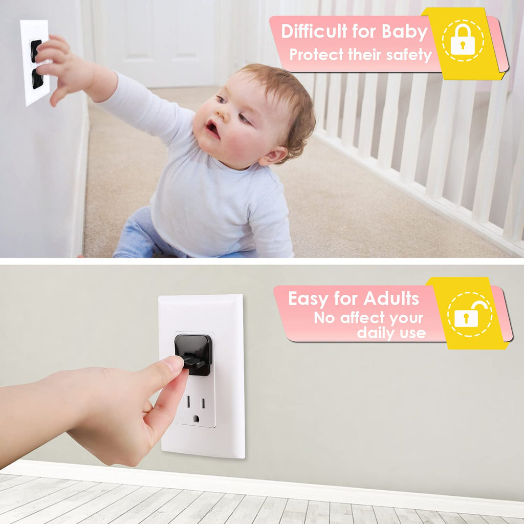 Outlet Covers 38-Pack Black Child Proof Electrical Protector Safety Improved Baby Safety Plug Covers