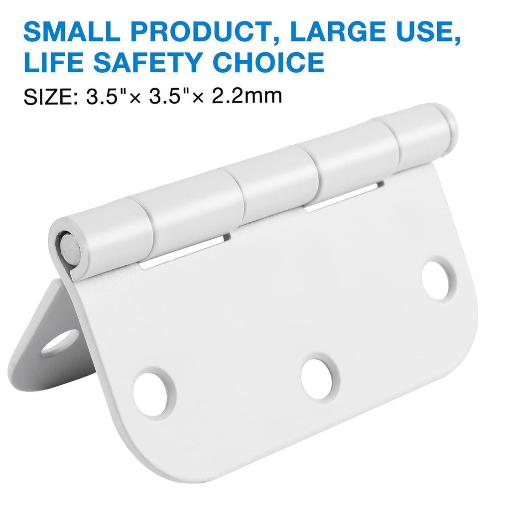 3 1/2" Matte White Door Hinges 3.5" 5/8" Radius Rounded 30 Pack