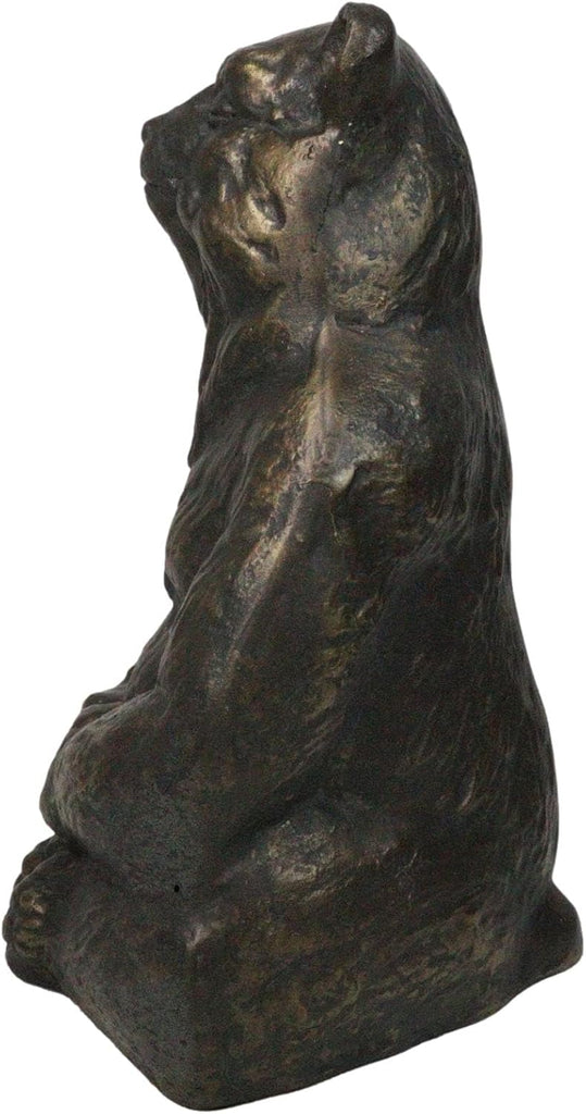 Aluminum Metal Whimsical Meditating Yoga Bear Garden Statue Rustic Wildlife Western Cabin Lodge Zen Bears Decor