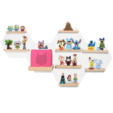 5 Sets Tonie Shelf Magnetic, Hexagon Shape for Toniebox Figures Storage Display Shelf, Wall Floating Shelves