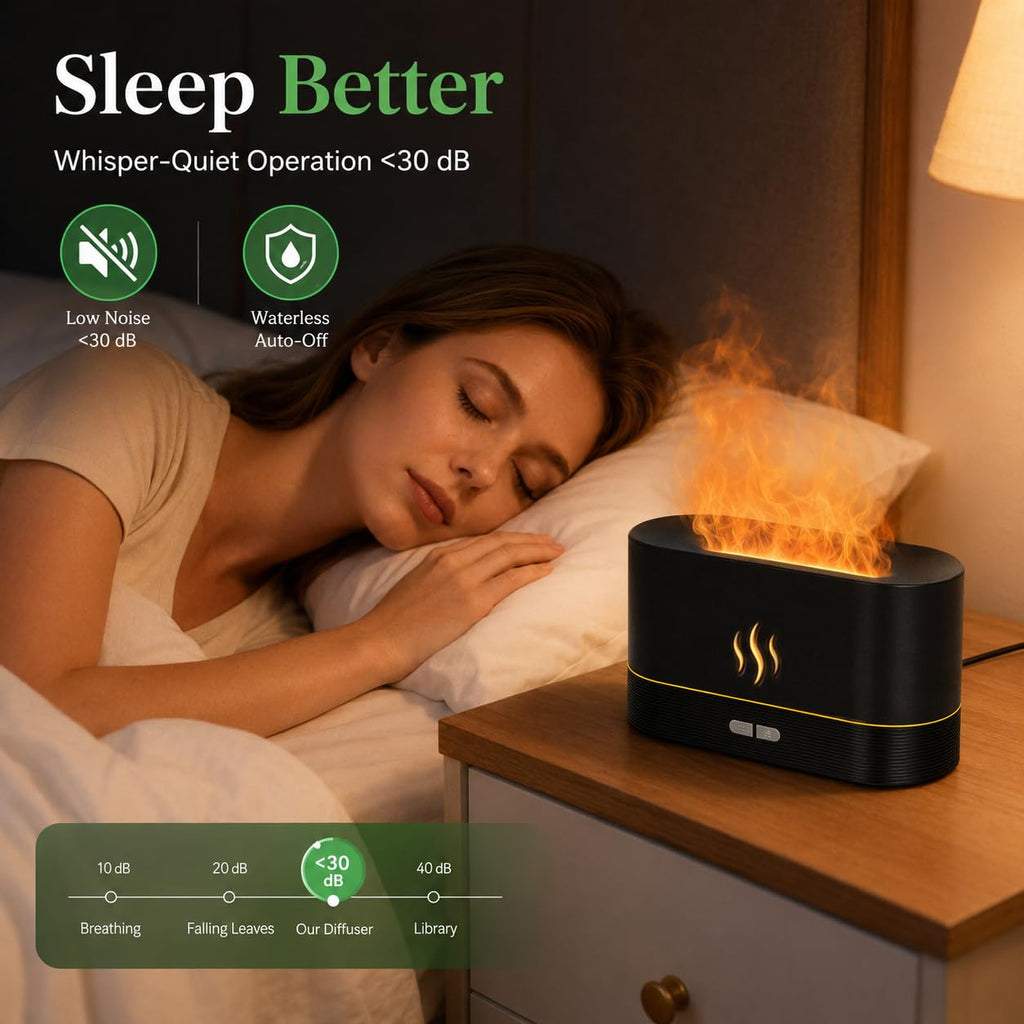 Flame Air Diffuser Humidifier, Essential Oil Diffuser with Fire Mist Effect, Ultrasonic Aroma Diffuser, 2