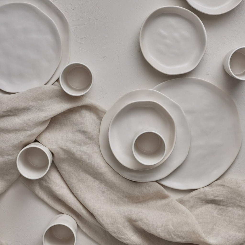 Modern Stoneware 32-Piece Dinnerware Set, Plate and Bowl Set, Dish Set for 8, Beige