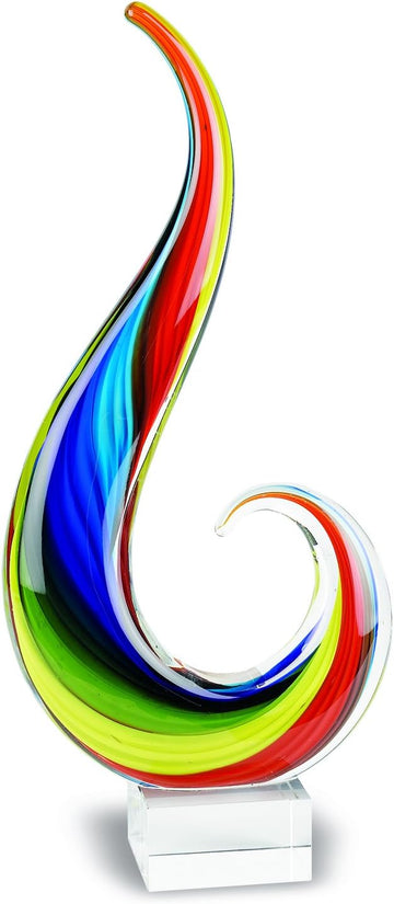Rainbow Murano-Style Art Glass Sculpture Centerpiece, 12 Inch