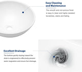 Sarlai Vessel Sink Round - 16"x16" Modern Round Bowl Above Counter White Porcelain Ceramic Bathroom Vessel Vanity Sink