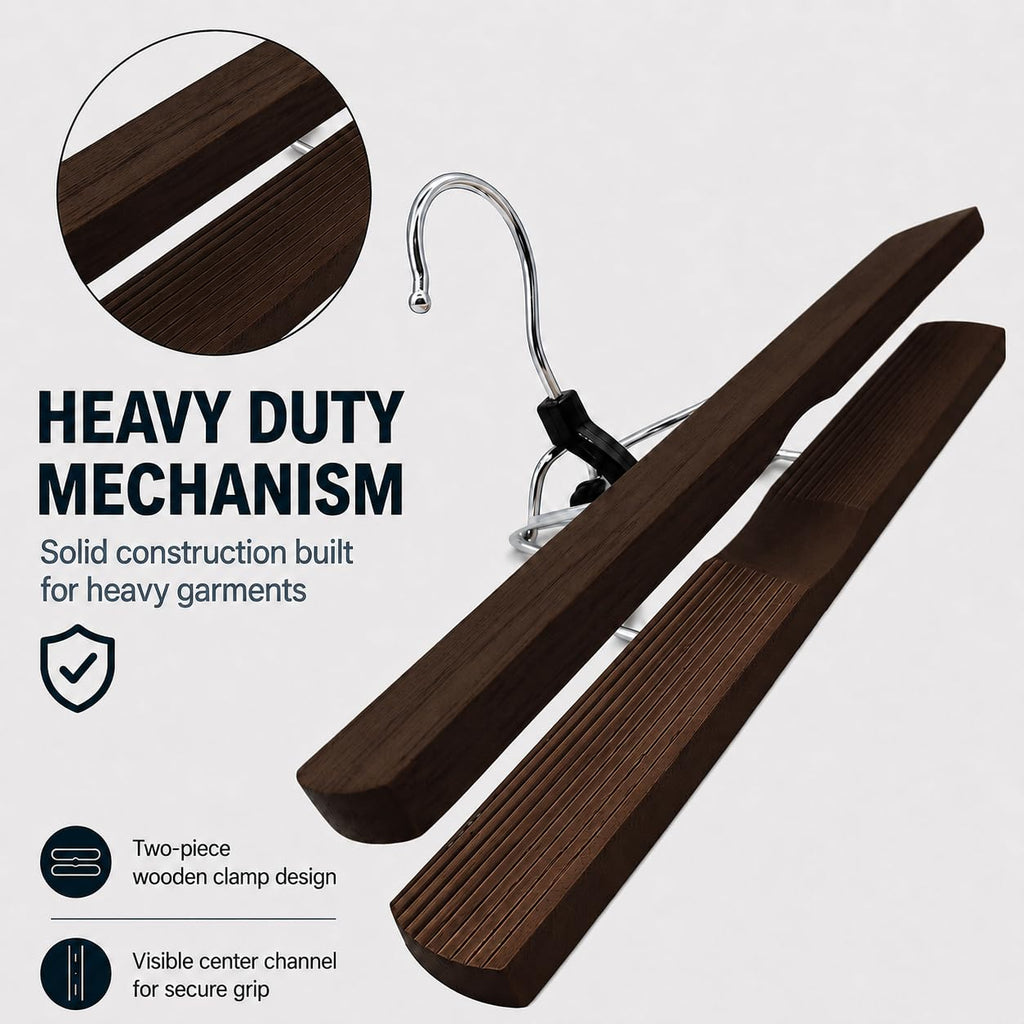 American Dream Wooden Pants Hangers - Wood Skirt Hangers - 6 Pack - for Men Shorts and Pants and Women Dress Clothes