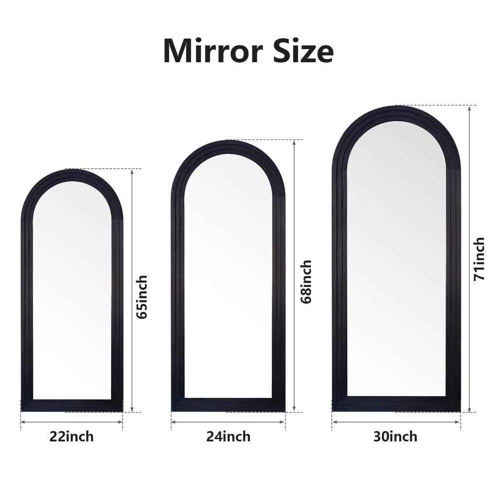 Large Mirror Full Length 71"x30" Floor Wood Frame Full Body Mirror with Stand Black