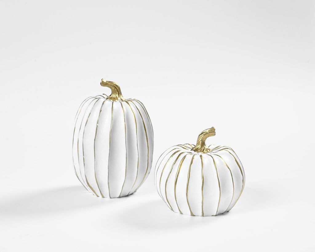Fall Pumpkin Decor, 2Pcs Resin Thanksgiving Fake Pumpkin Figurines