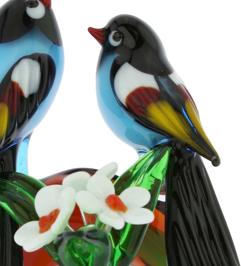 Birds on a Low Branch - Blue