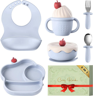 Feeding Set, Gelato Collection Baby Led Weaning Supplies, First Self-Feeding Ice Cream Set, Silicone Suction Bowl