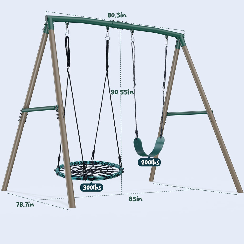 7.5ft Tall Heavy Duty Metal Swing Sets for Backyard